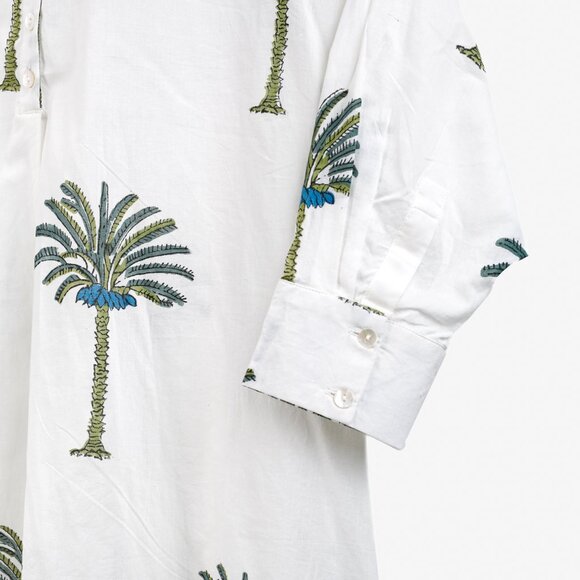 V de Vinster White & Green Oversized Palm Tree Print Tunic - Picture 6 of 12